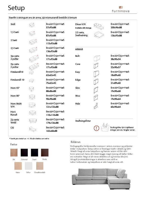 Furninova - Setup horntungusófi - sérpöntun