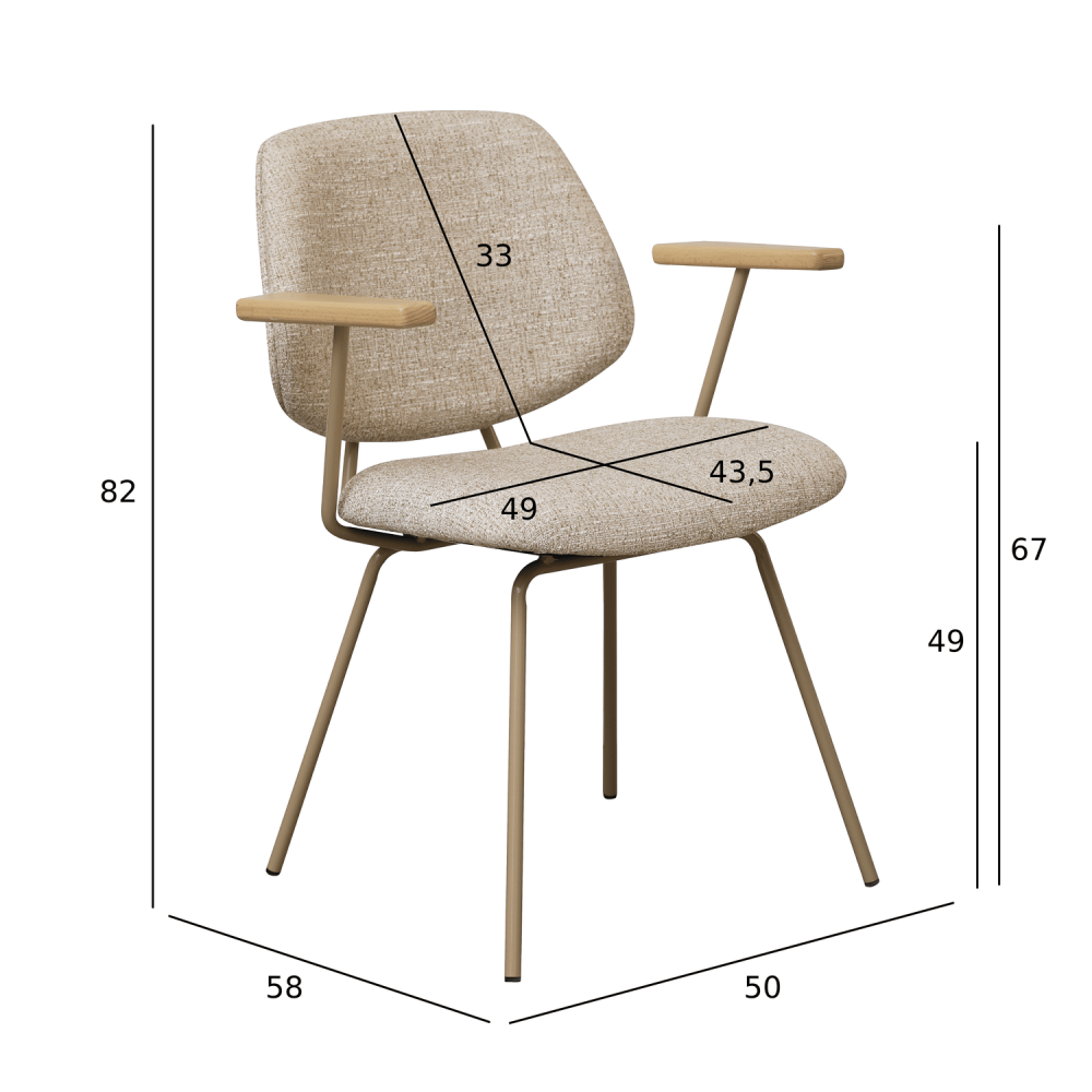 FURNHOUSE - Sofia stóll m. örmum - Beige-  Sérpöntun (5-6 vikur)