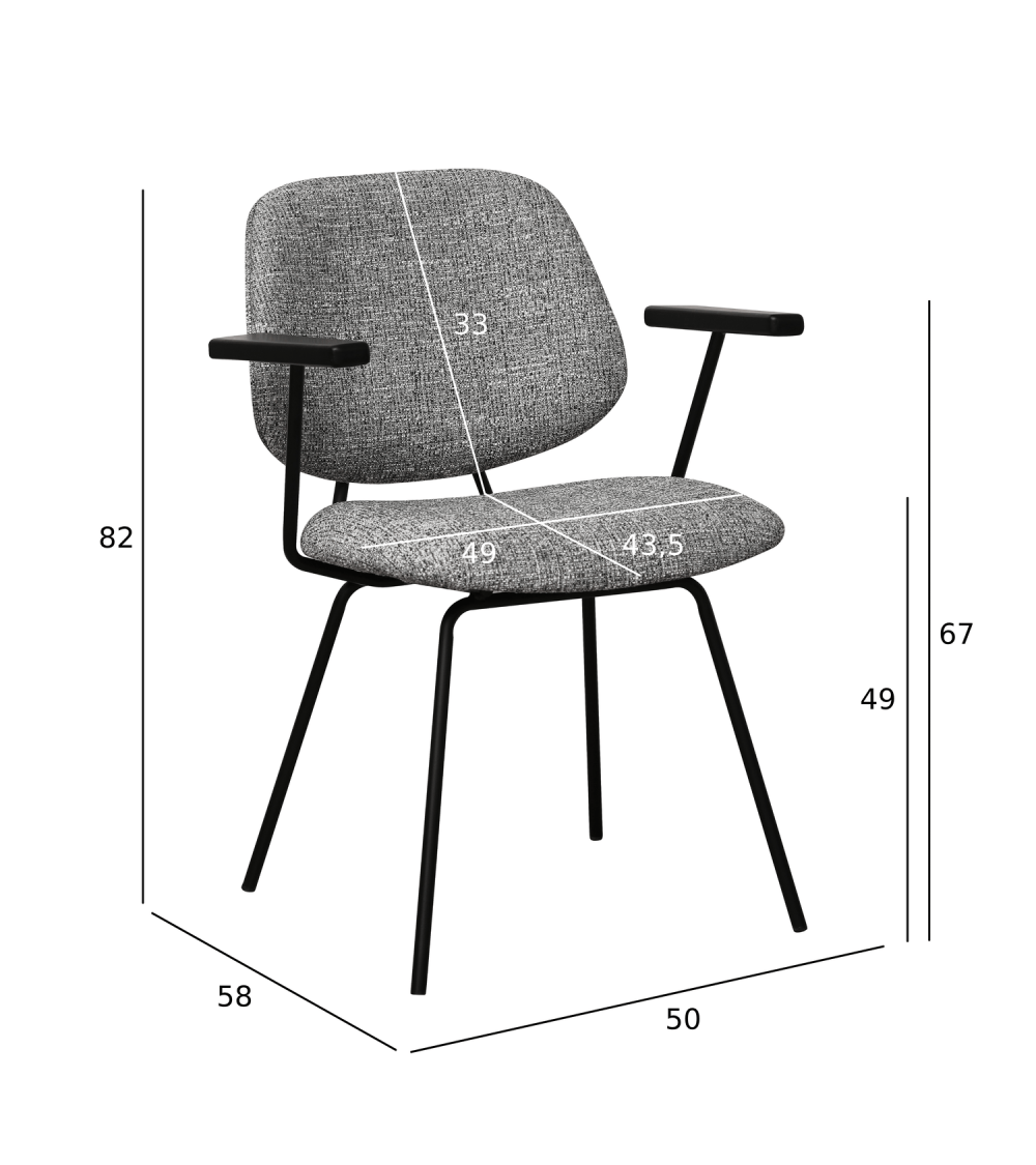 FURNHOUSE - Sofia stóll m. örmum- Grár-  Sérpöntun (5-6 vikur)